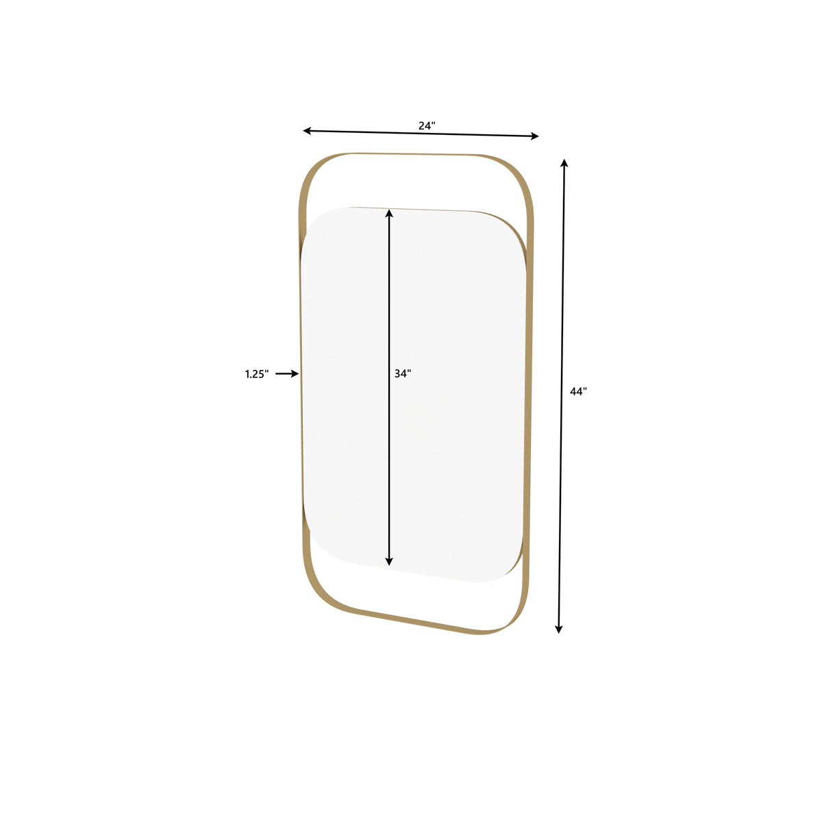 Aveline Rectangular Gold Metal Wall Mirror — view 6