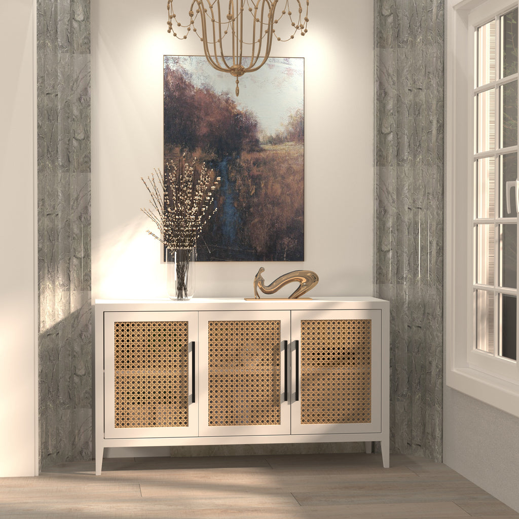Aveline Cane Panelled Engineered Wood Sideboard — view 1