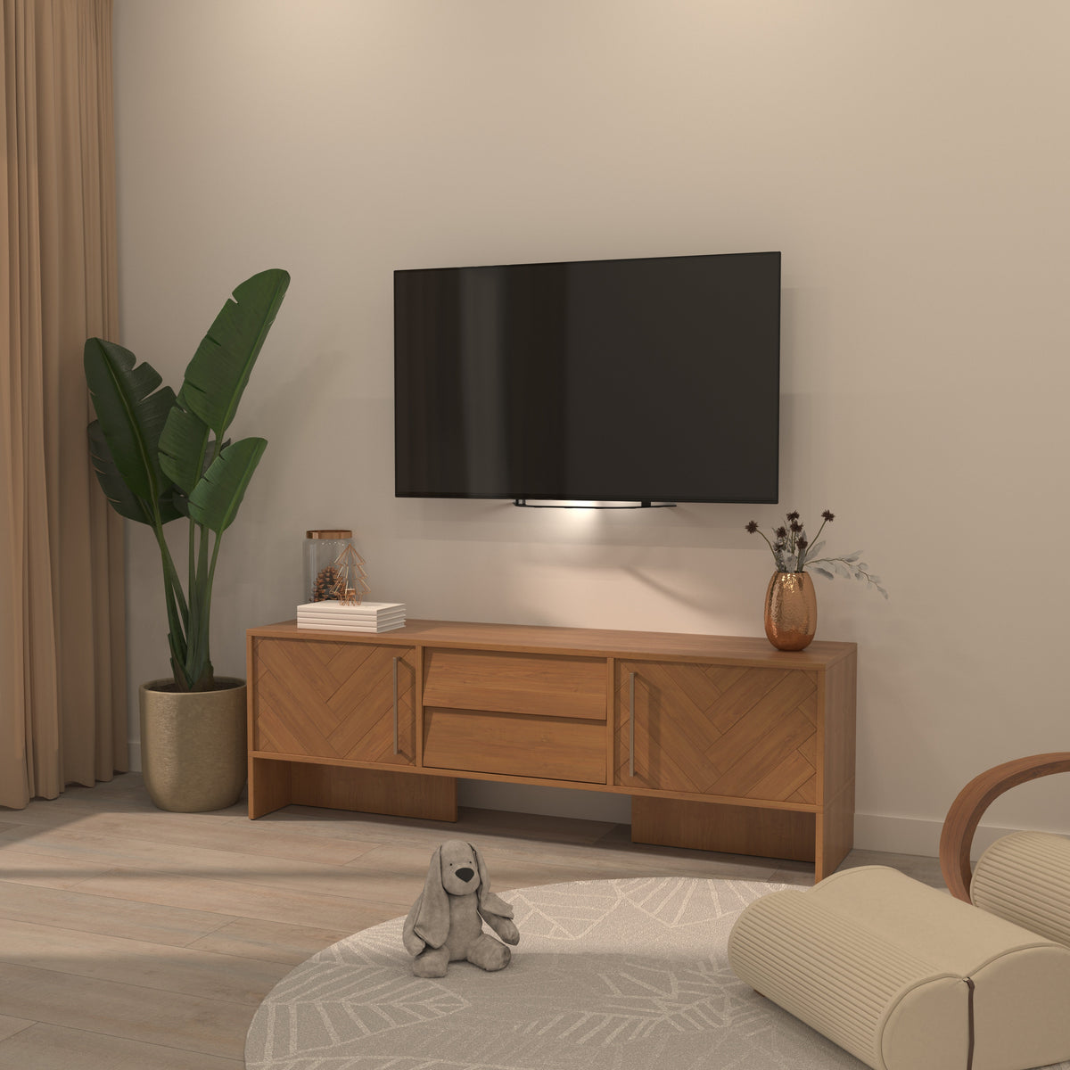Emery Chevron Engineered Wood TV Unit — view 1