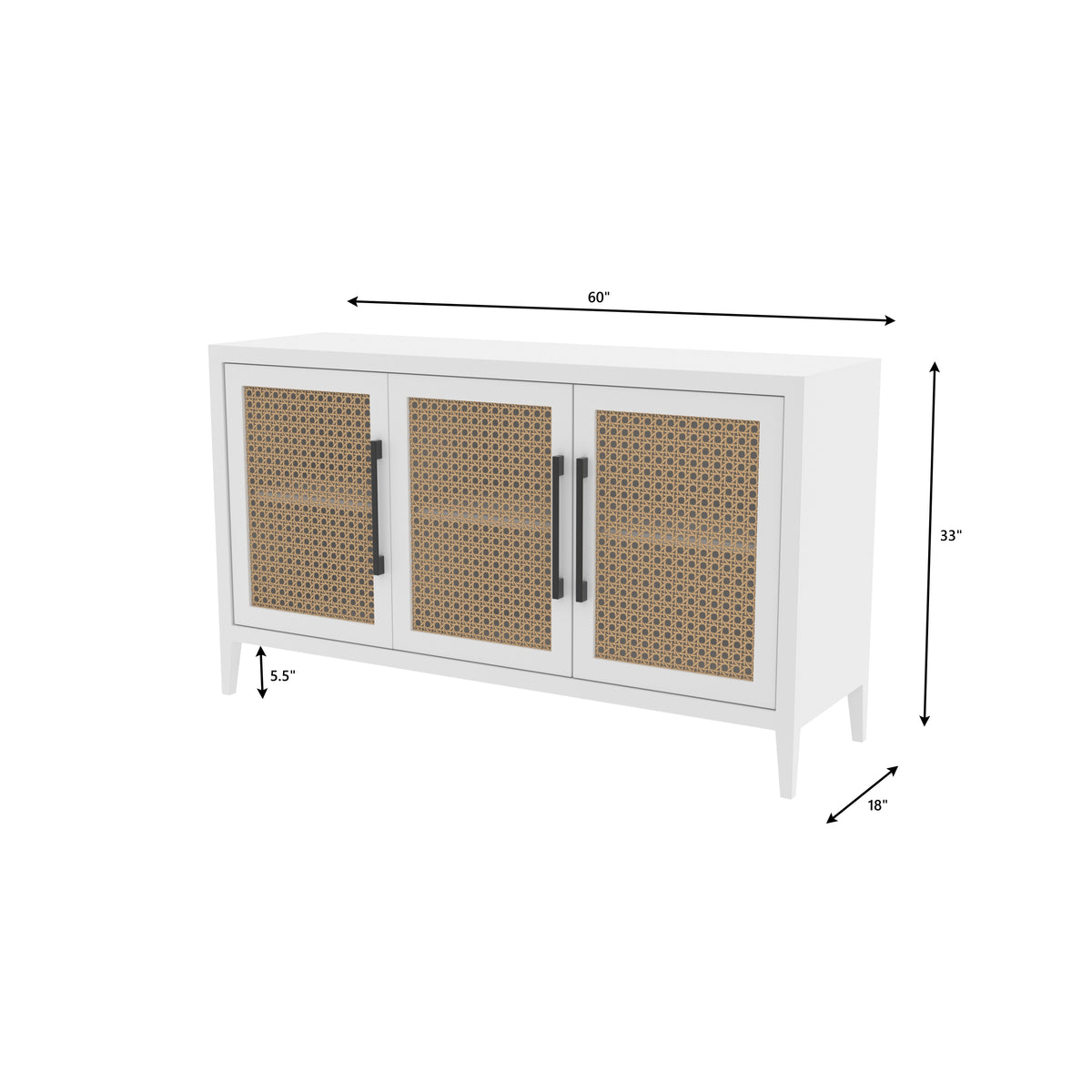 Aveline Cane Panelled Engineered Wood Sideboard — view 2