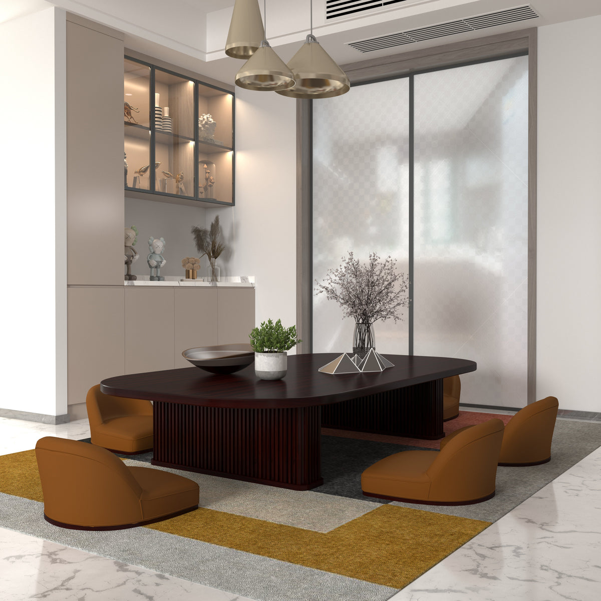 Aster Solid Wood Low Dining Set – product image 1