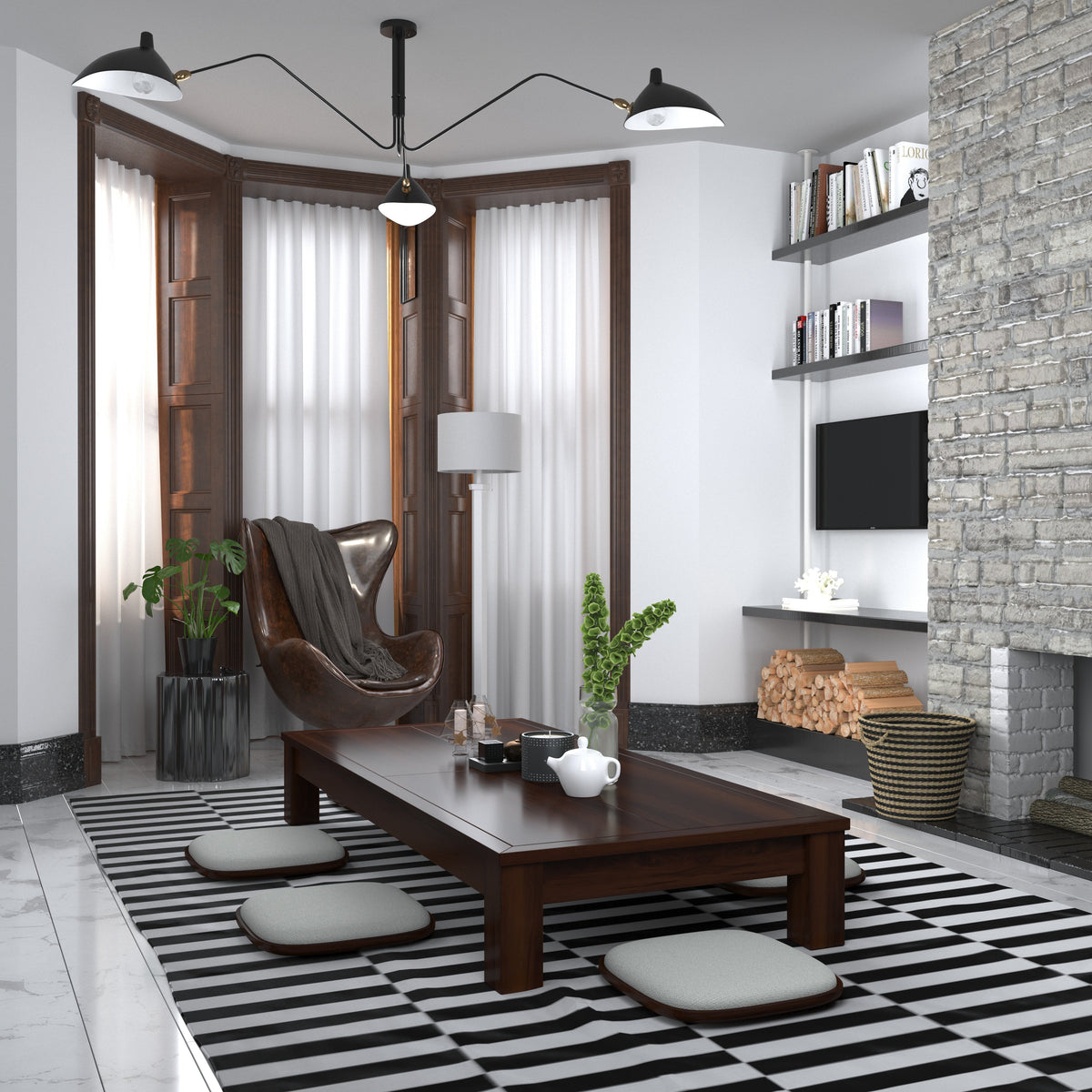 Shiro Solid Wood Floor Dining Set – product image 1
