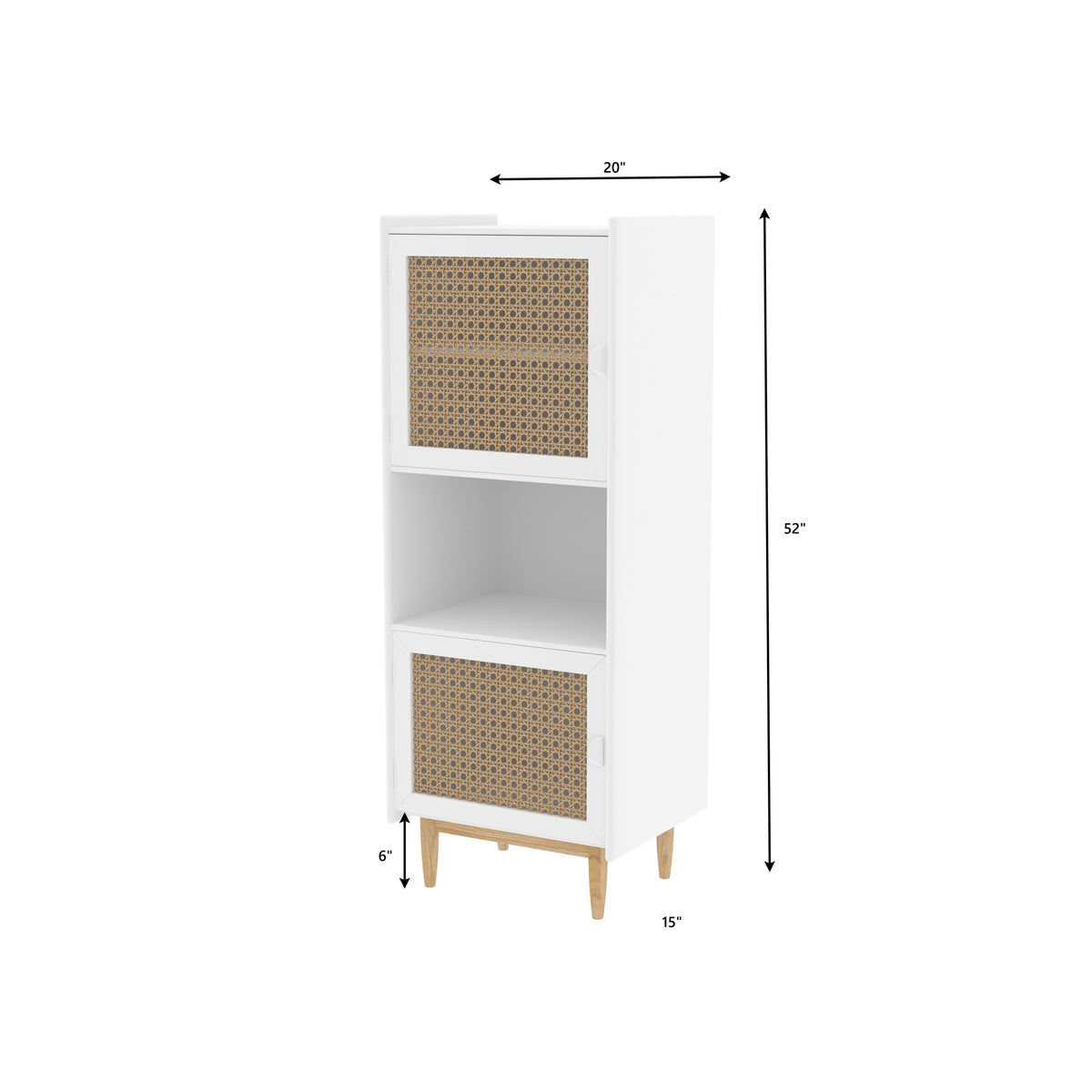 Celine Cane Panelled Engineered Wood Storage Cabinet — view 7
