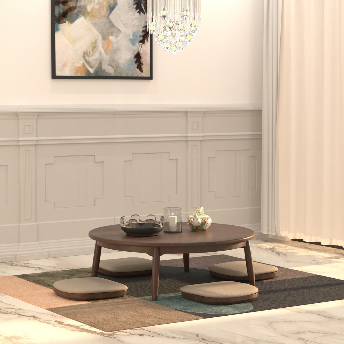 Yuki Solid Wood Floor Dining Set – product image 1