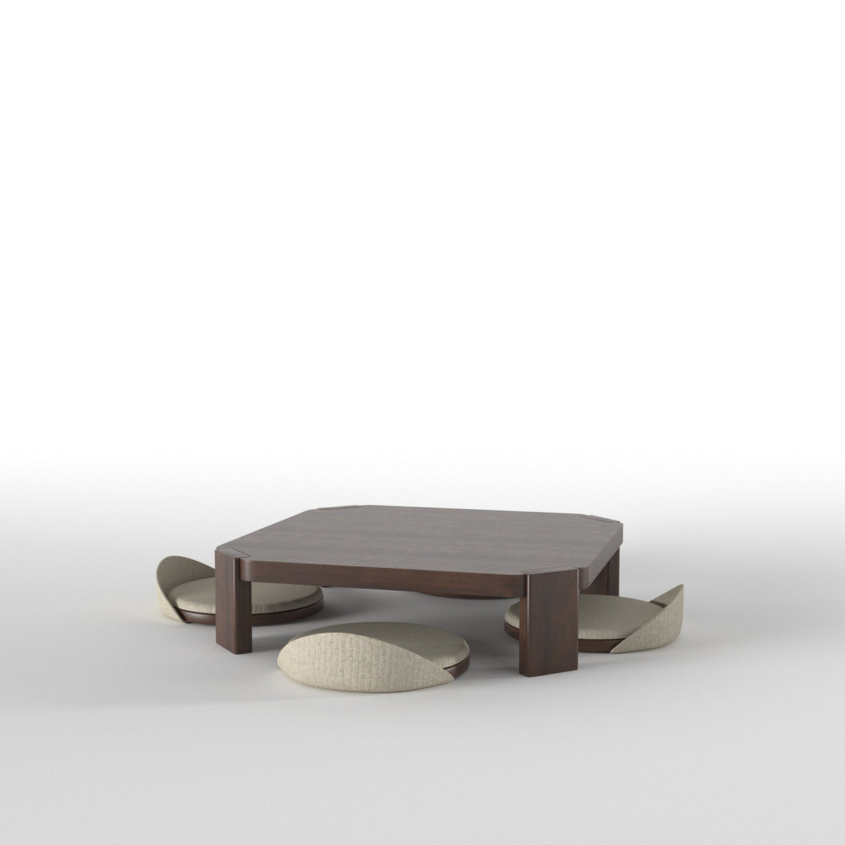 Kyoto Solid Wood Square Floor Dining Set – product image 9