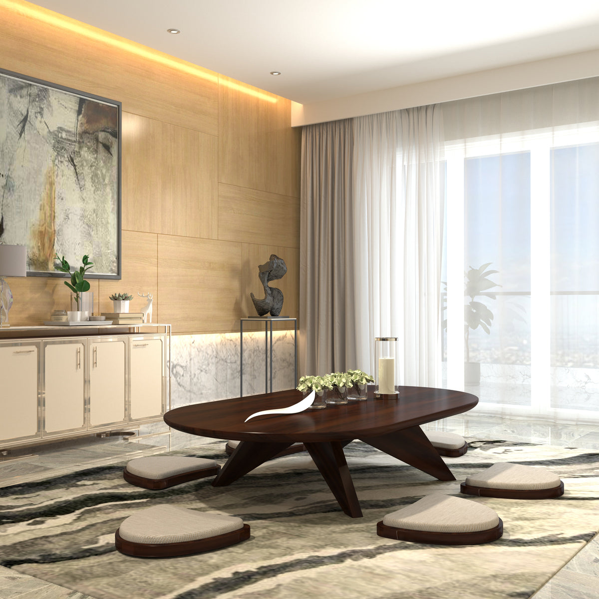 Riku Solid Wood Floor Dining Set – product image 1