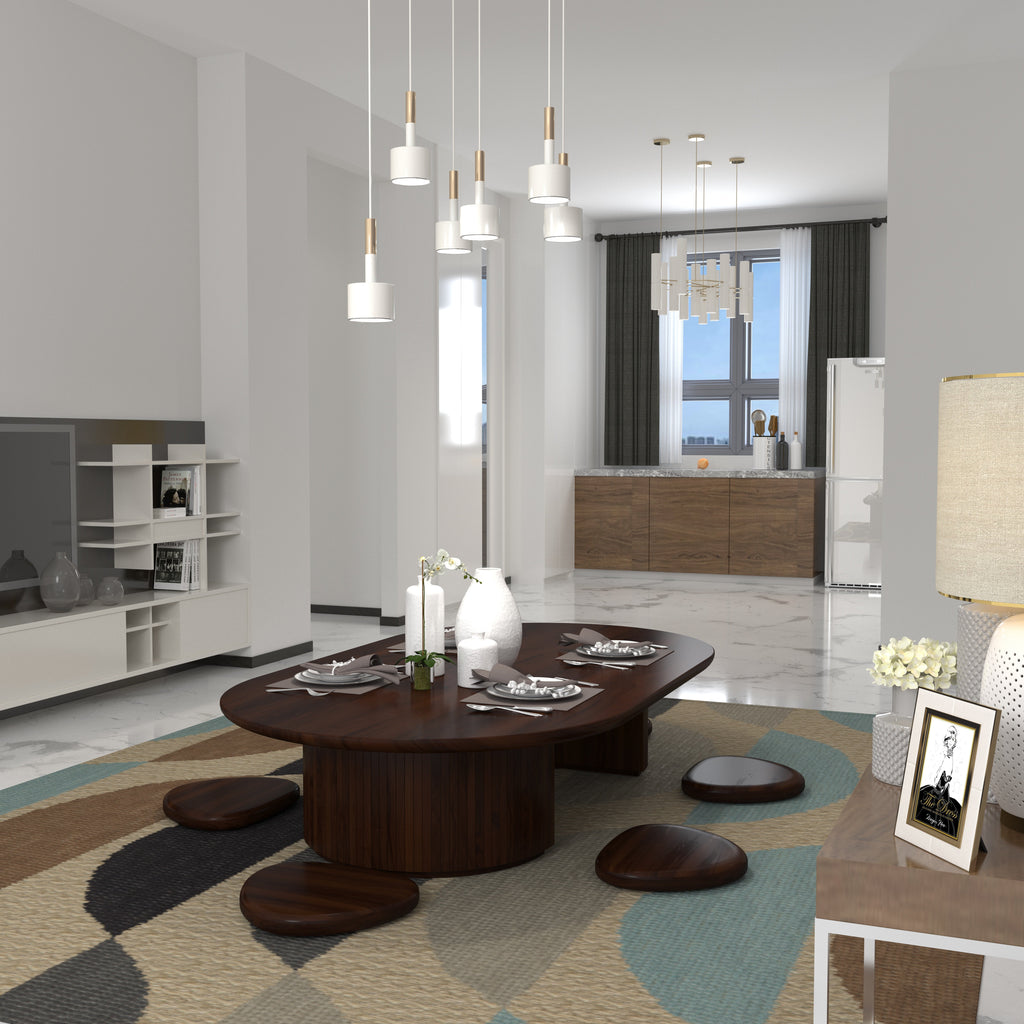 Toki Solid Wood Oval Floor Dining Set – product image 1