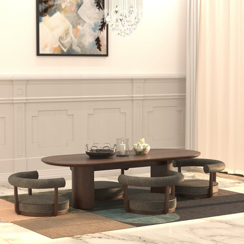 Akari Solid Wood Oval Floor Dining Set – product image 1