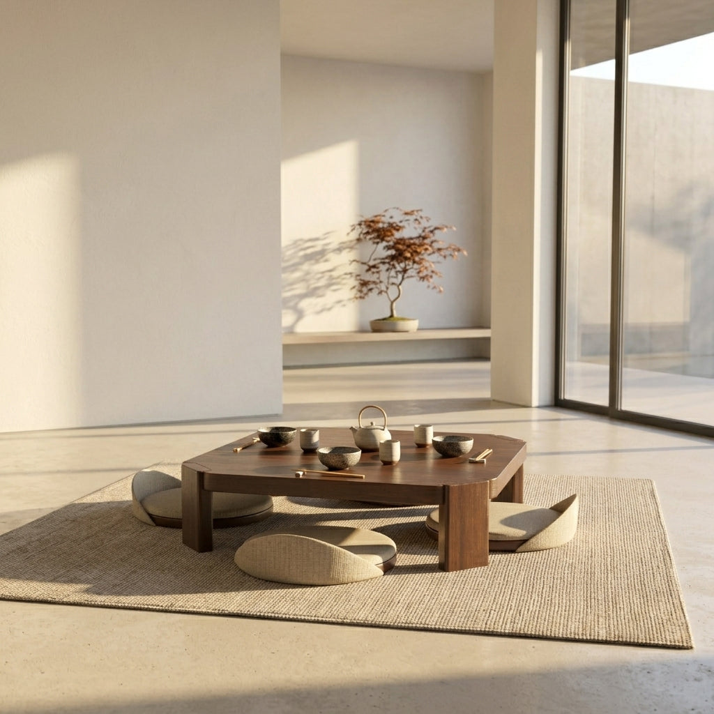 Kyoto Solid Wood Square Floor Dining Set – product image 1