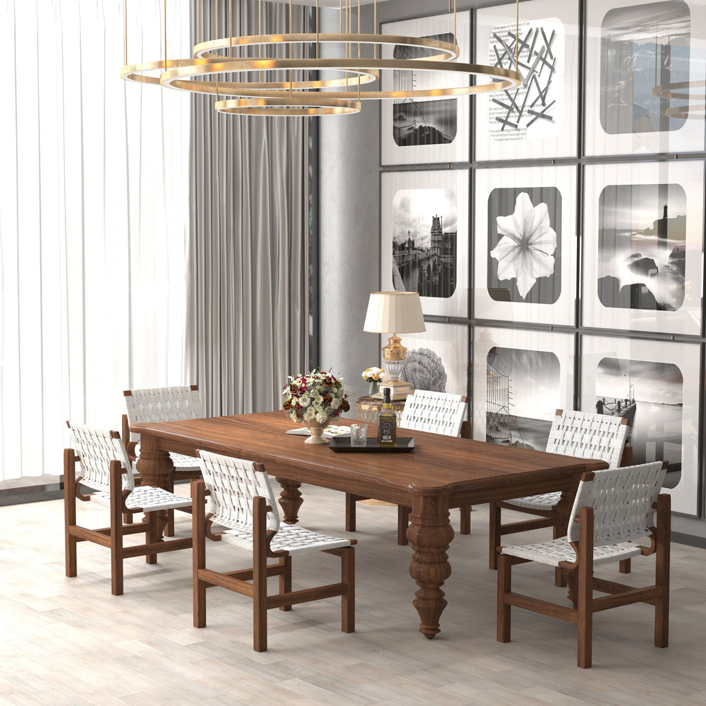 Veda Solid Wood Dining Set with Woven Chairs – product image 1