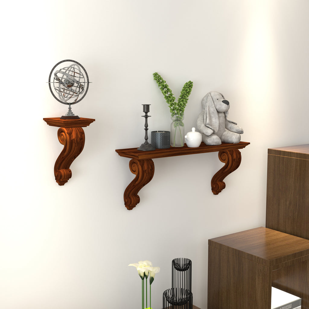 Sienna Carved Scroll Wall Shelf — view 1