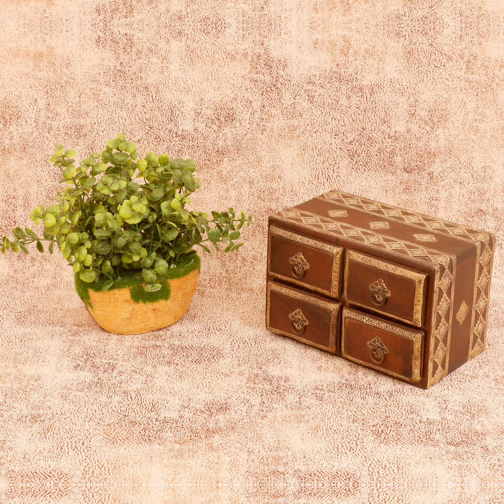 Selma Solid Wood Brass Detail Storage Box - Dark - product image 1