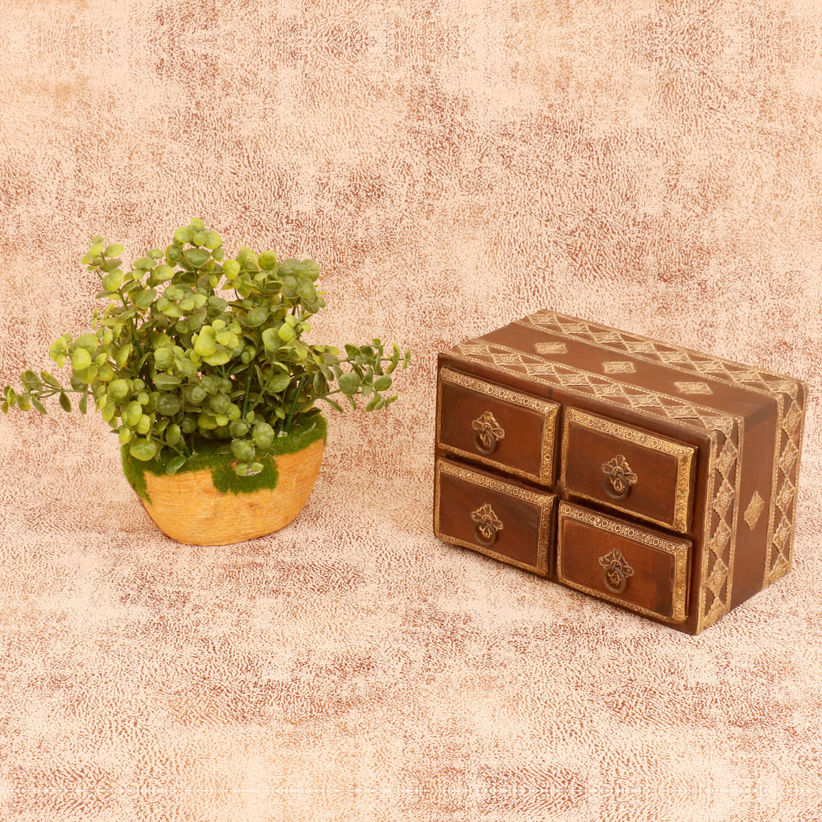Selma Solid Wood Brass Detail Storage Box - Dark - product image 1