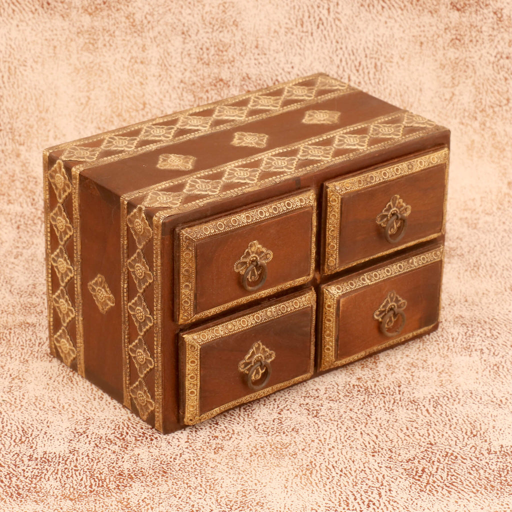 Selma Solid Wood Brass Detail Storage Box - Dark - product image 5