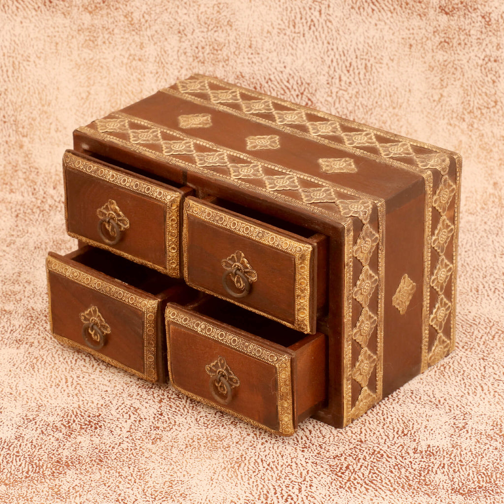 Selma Solid Wood Brass Detail Storage Box - Dark - product image 6