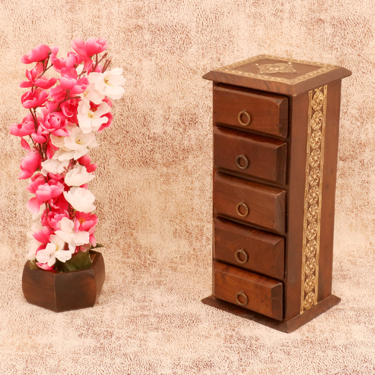 Linus Solid Wood Slim Drawer Tower - Dark - product image 1