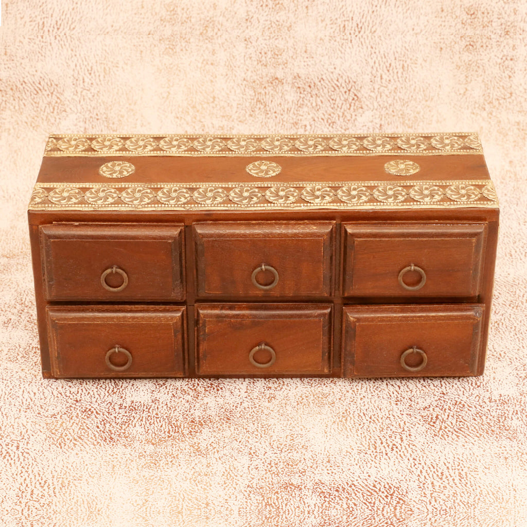 Elian Solid Wood 6 Drawer Desk Chest - Brown - product image 5