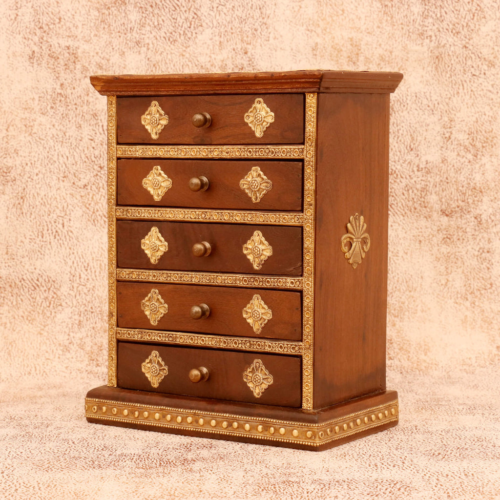 Esme Solid Wood Diamond Detail Drawer Chest - Dark - product image 5