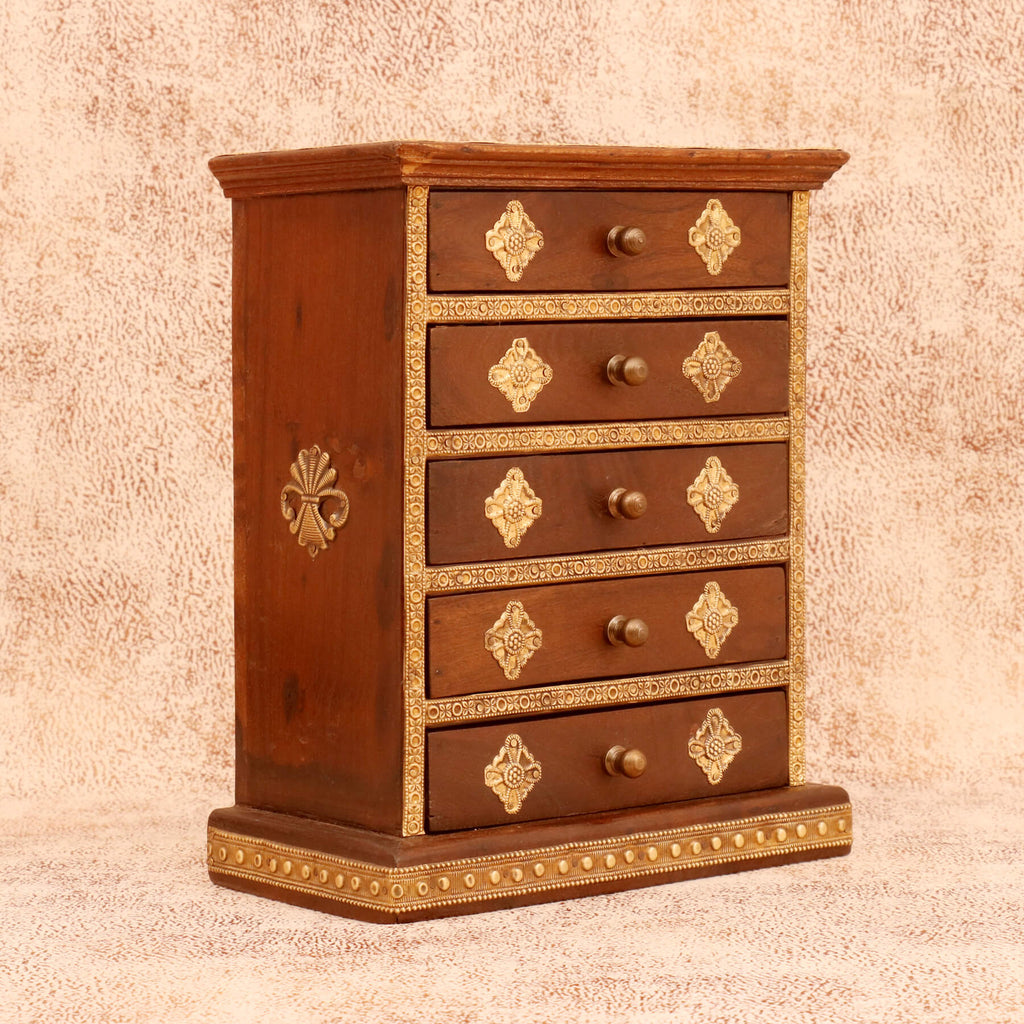 Esme Solid Wood Diamond Detail Drawer Chest - Dark - product image 6