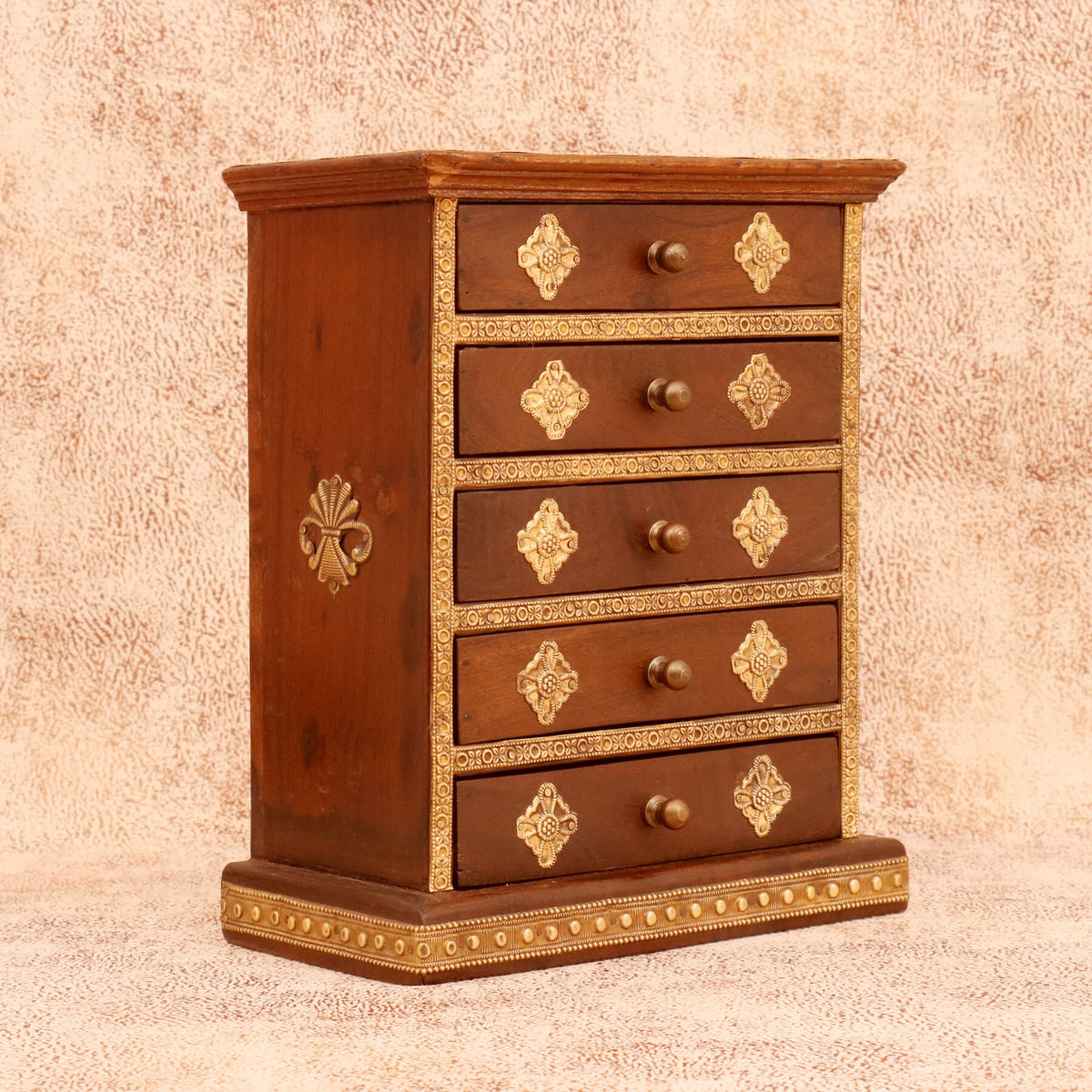 Esme Solid Wood Diamond Detail Drawer Chest - Dark - product image 6