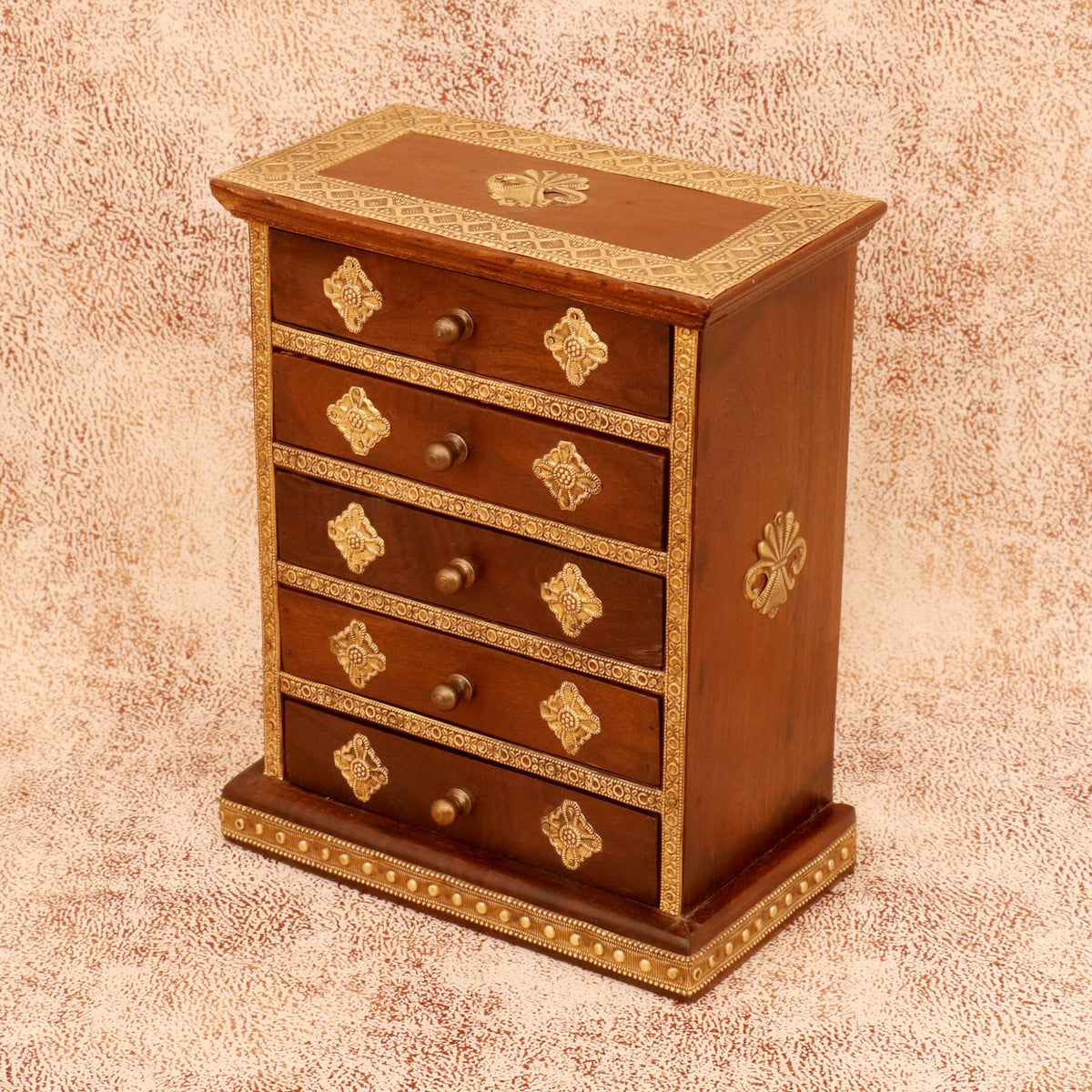 Esme Solid Wood Diamond Detail Drawer Chest - Dark - product image 7