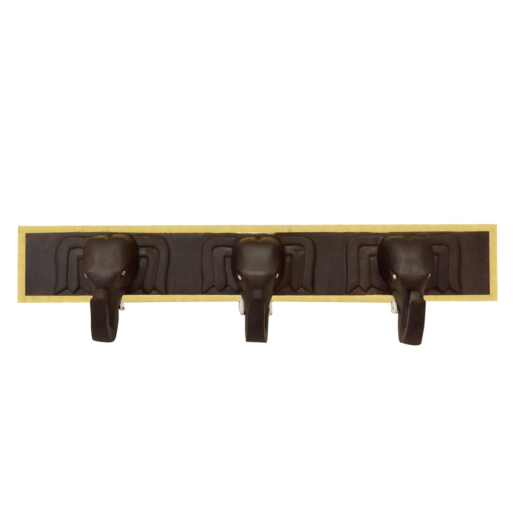Elara Elephant Gold 3-Hook Wall Rack — view 1