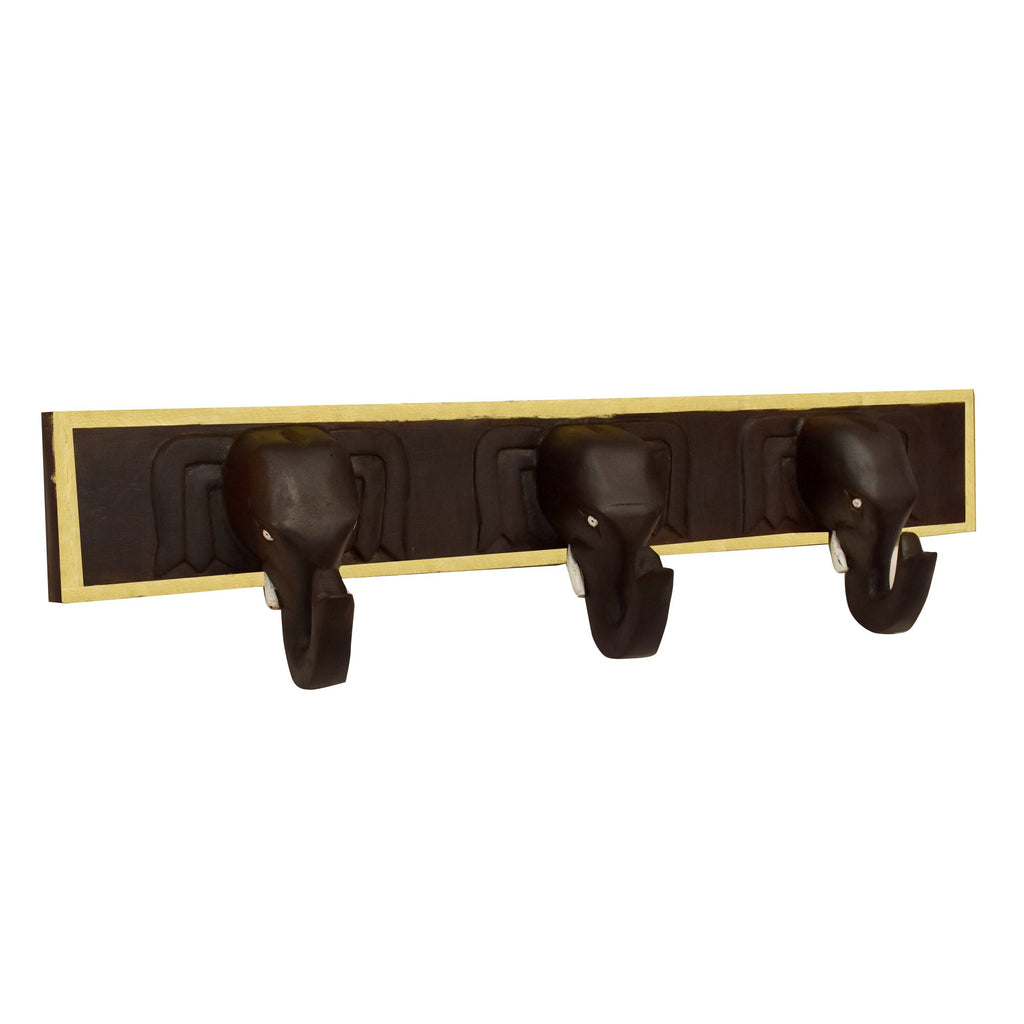 Elara Elephant Gold 3-Hook Wall Rack — view 3