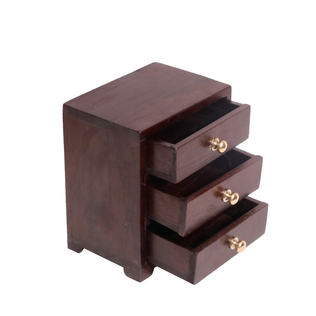 Hollis Solid Wood 3 Drawer Desk Chest - Brass Knobs - product image 1