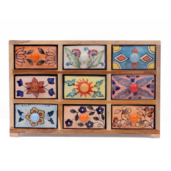 Puzzled 9 drawer wide ceramic organizer Desk Organizer