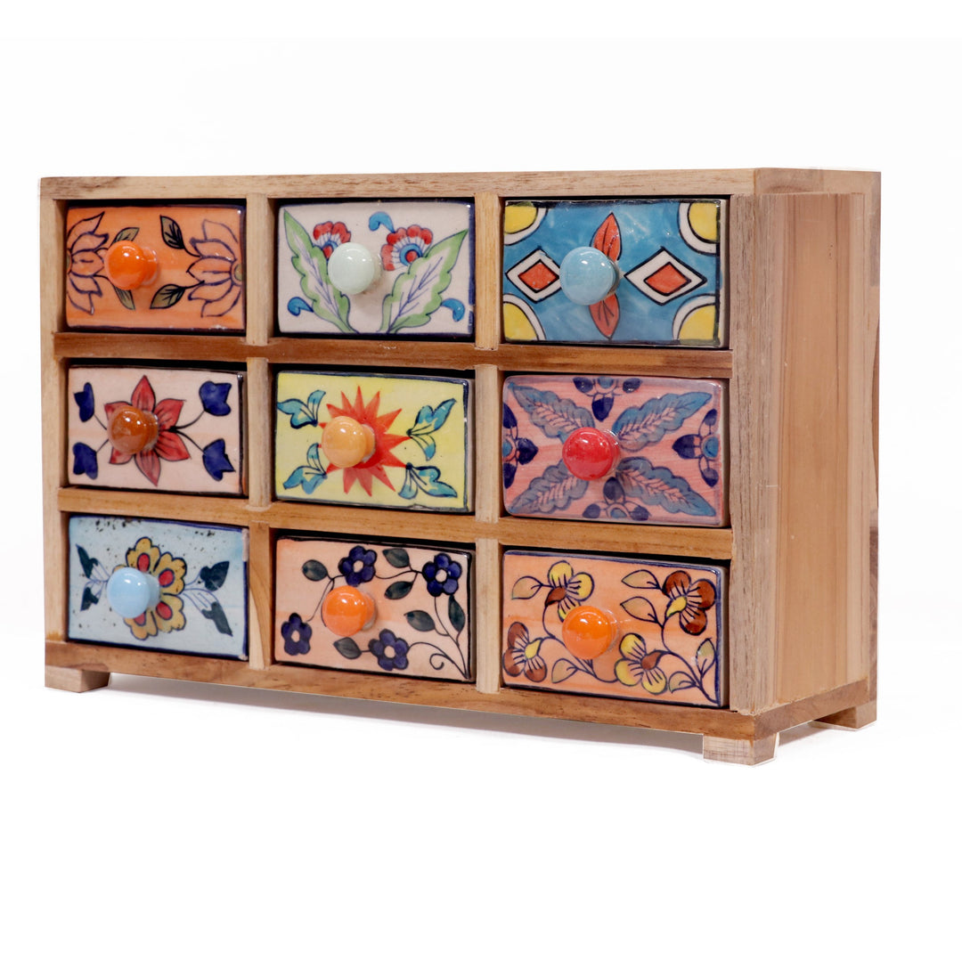 Puzzled 9 drawer wide ceramic organizer Desk Organizer