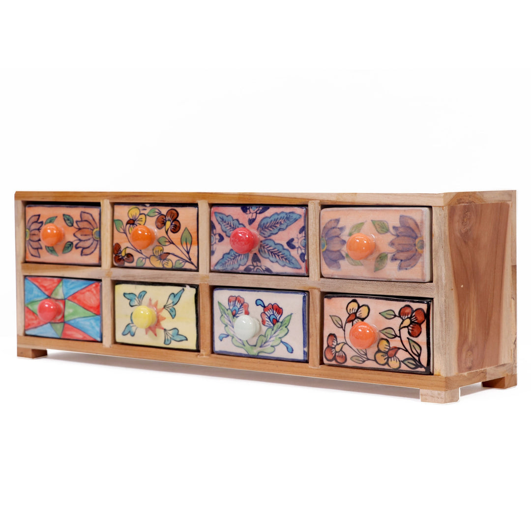 Slim 8 drawer wide ceramic organizer Desk Organizer