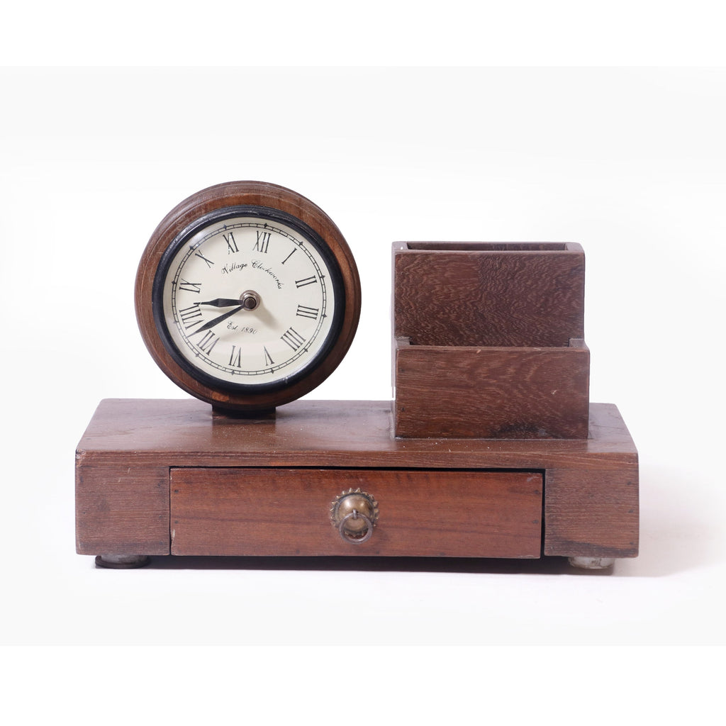 Tempo Solid Wood Desk Organizer with Clock - product image 4
