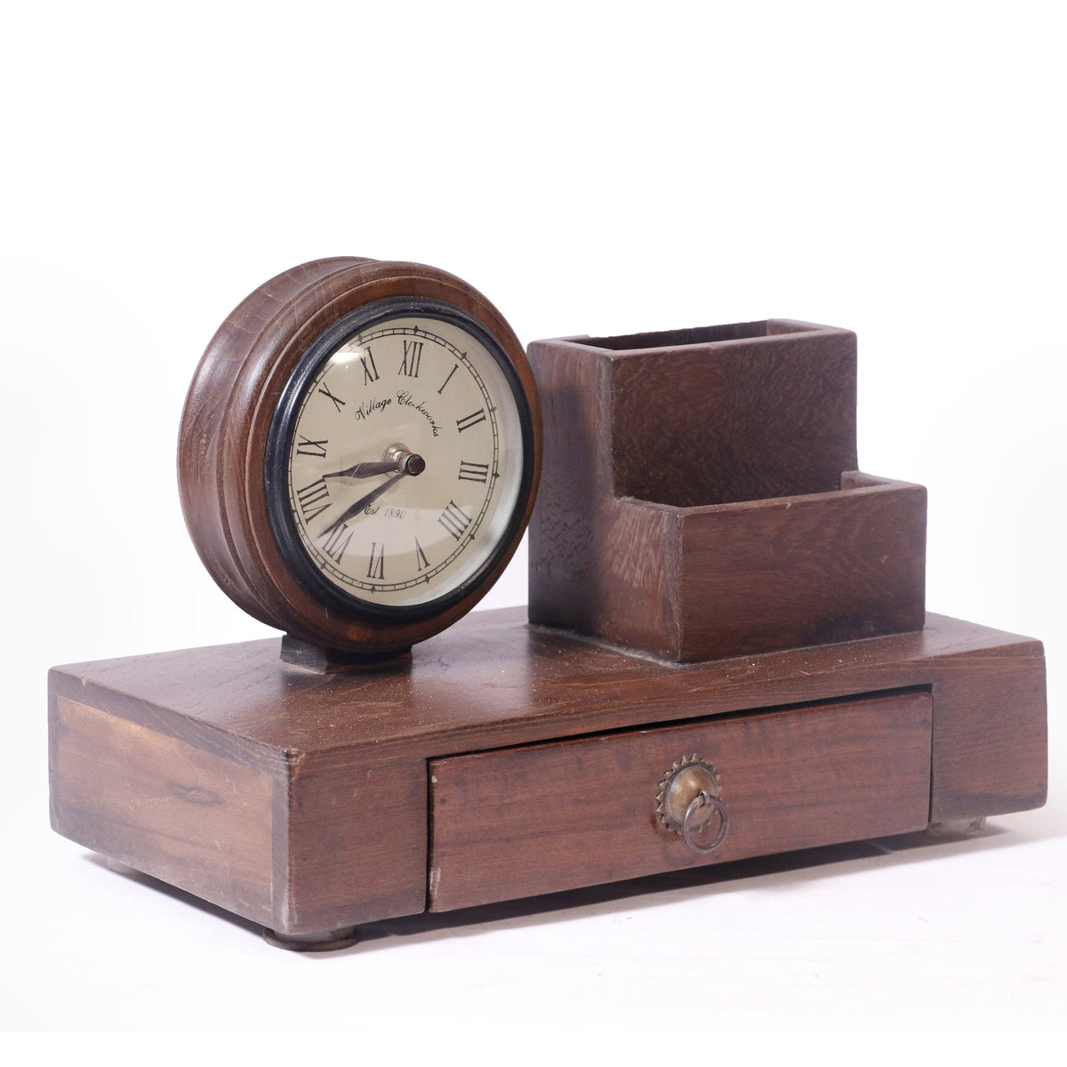Tempo Solid Wood Desk Organizer with Clock - product image 5