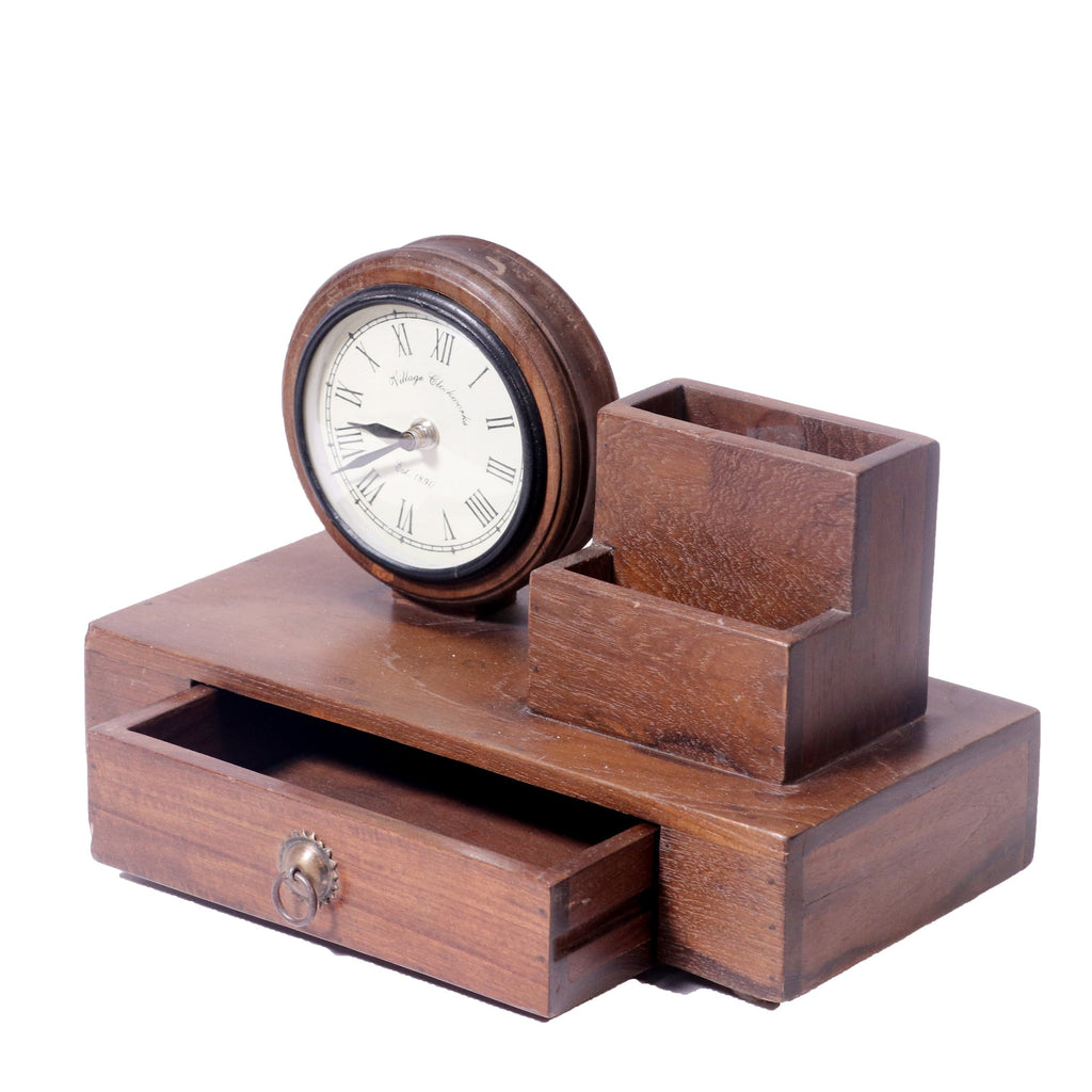 Tempo Solid Wood Desk Organizer with Clock - product image 6