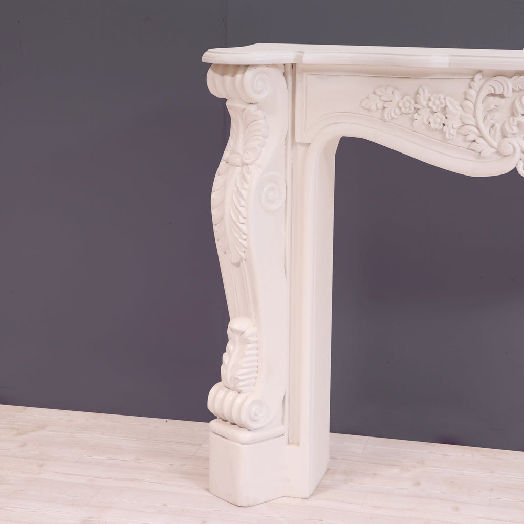 Iris Carved White Fireplace Mantel — view 4