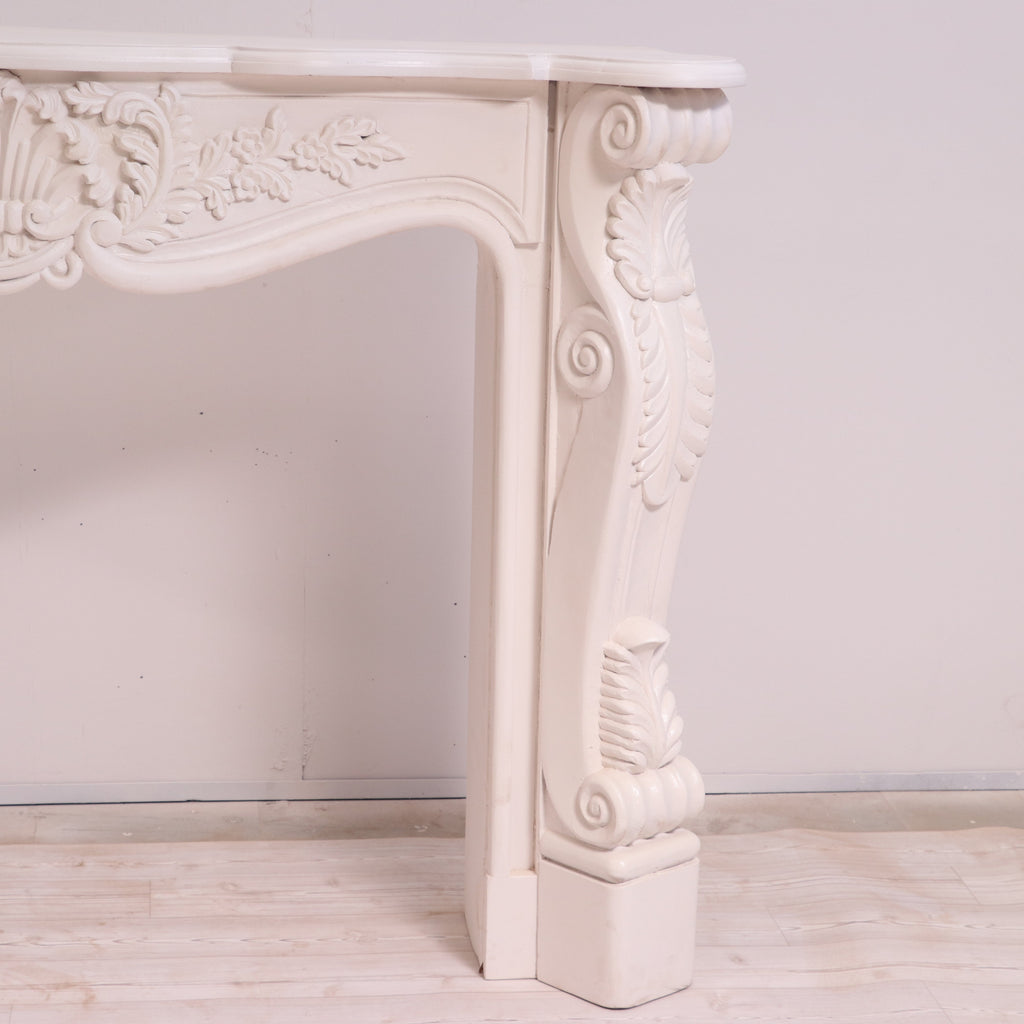 Iris Carved White Fireplace Mantel — view 5