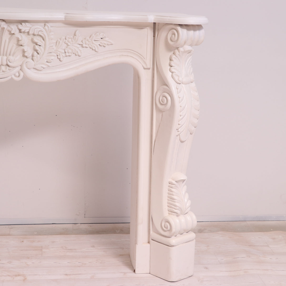 Iris Carved White Fireplace Mantel — view 5