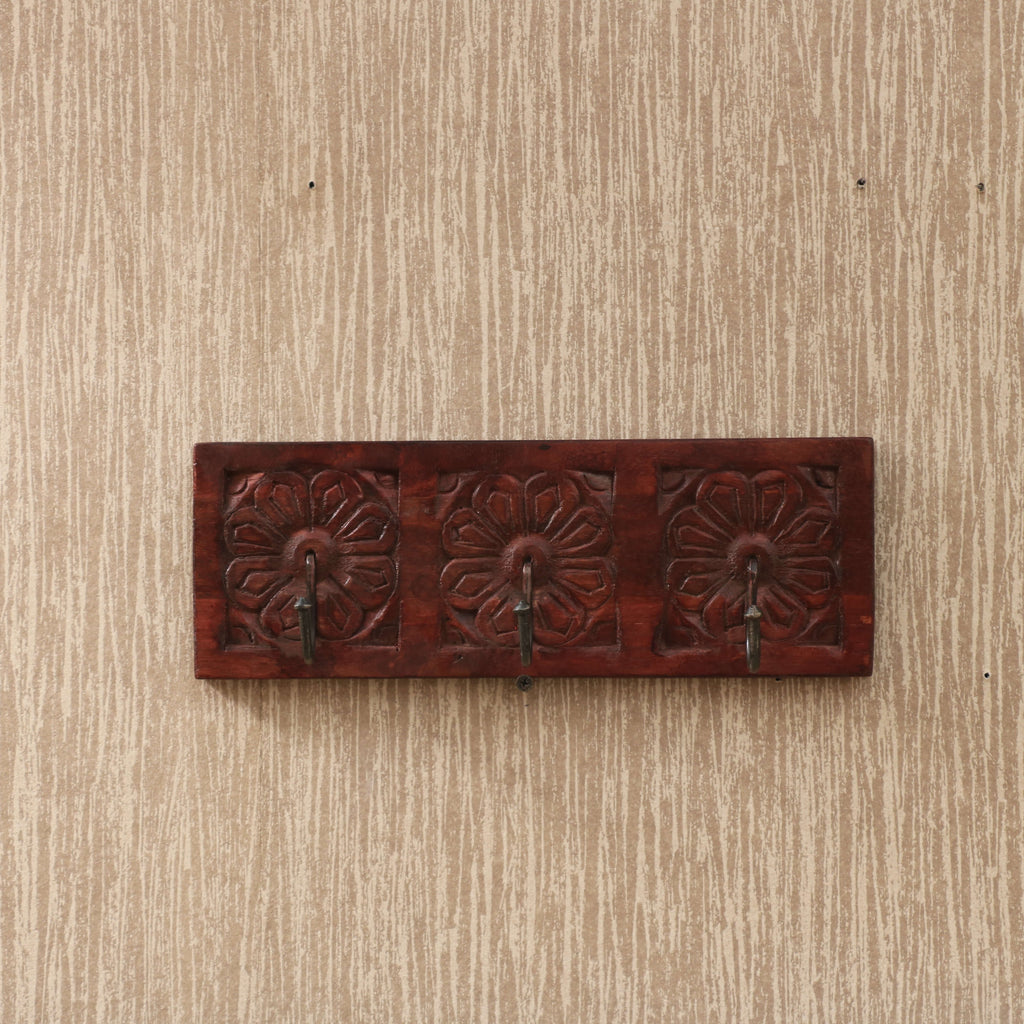 Elara Floral Carved Wall Hook Rack — view 1
