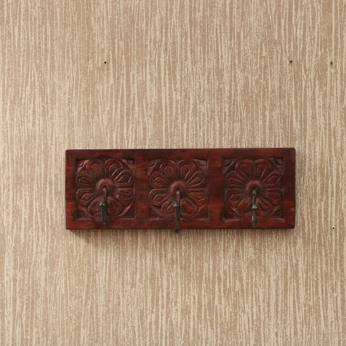 Elara Floral Carved Wall Hook Rack — view 1