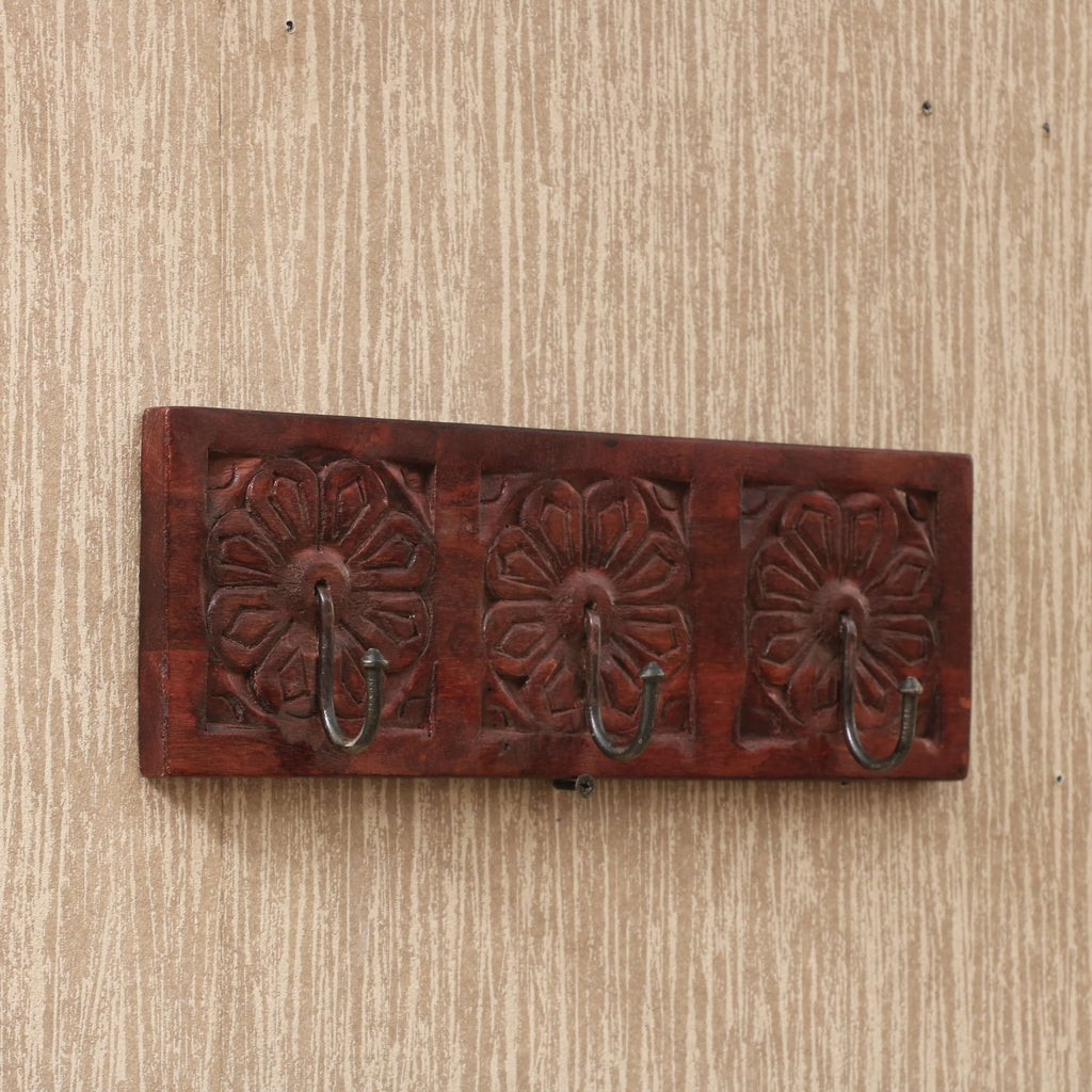 Elara Floral Carved Wall Hook Rack — view 2