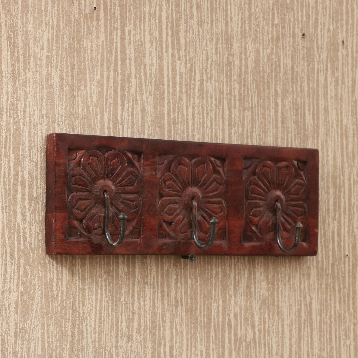 Elara Floral Carved Wall Hook Rack — view 2