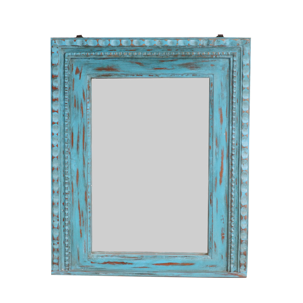 Alba Carved Blue Wall Mirror — view 3