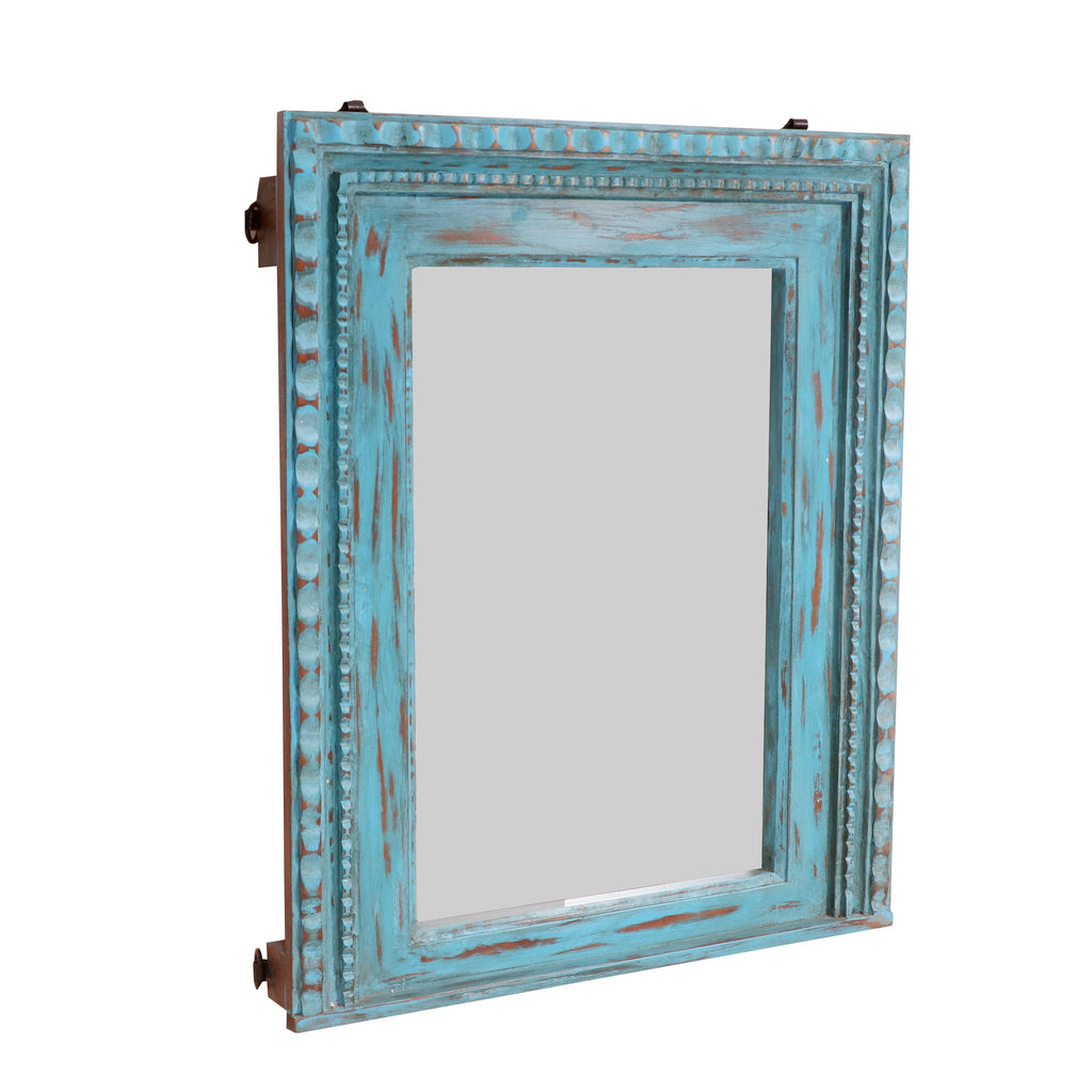 Alba Carved Blue Wall Mirror — view 2