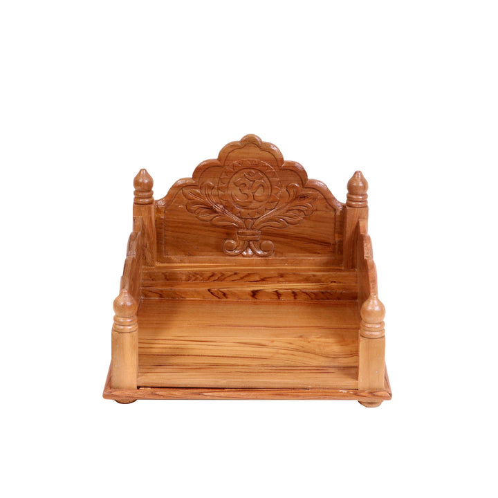 Teak wood Carved maharaja singhasan multi step temple with Tray Temple