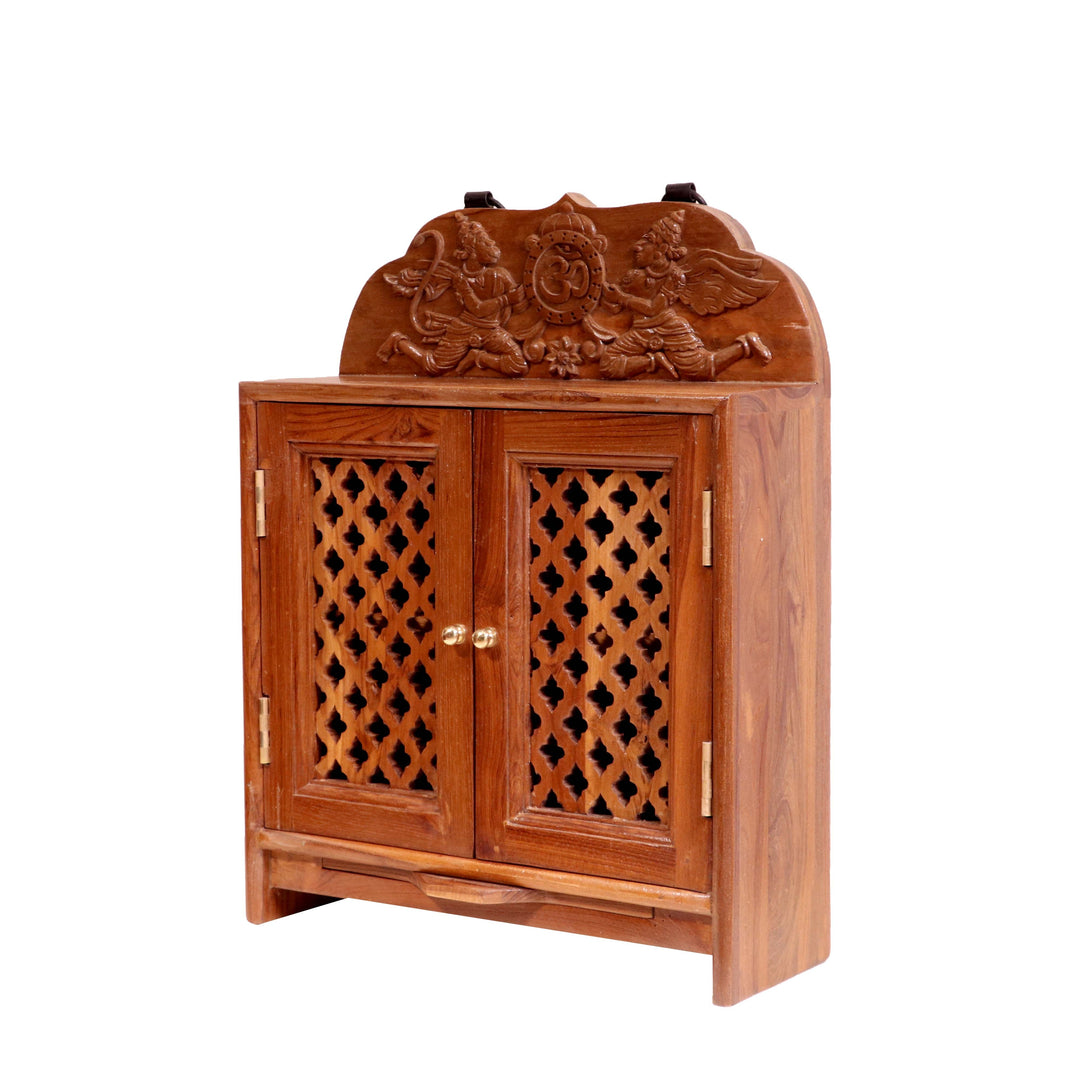 Southern style Garuda Carved Teak Wood Temple Wall Cabinet Temple