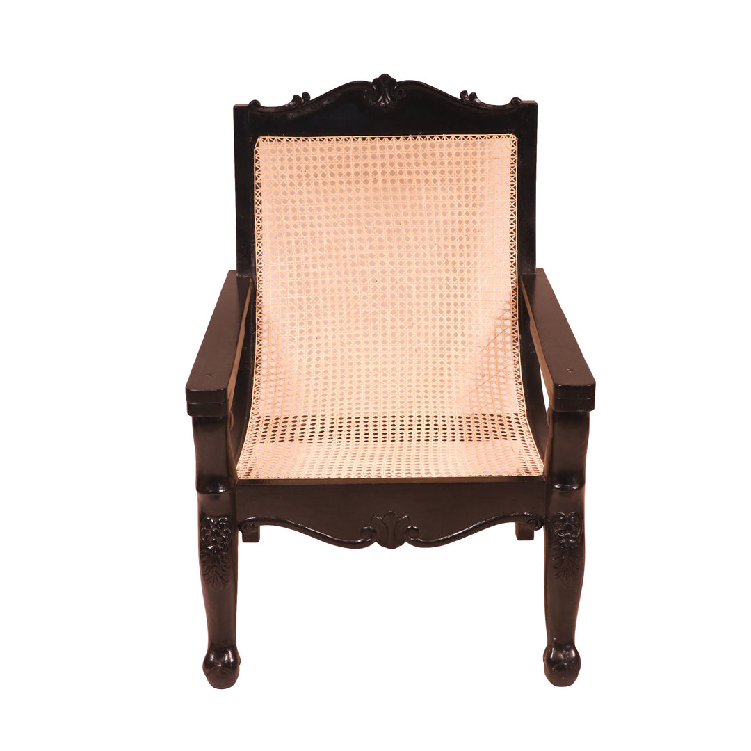 Dark polished wood cane back easy Planters chair Easy Chair