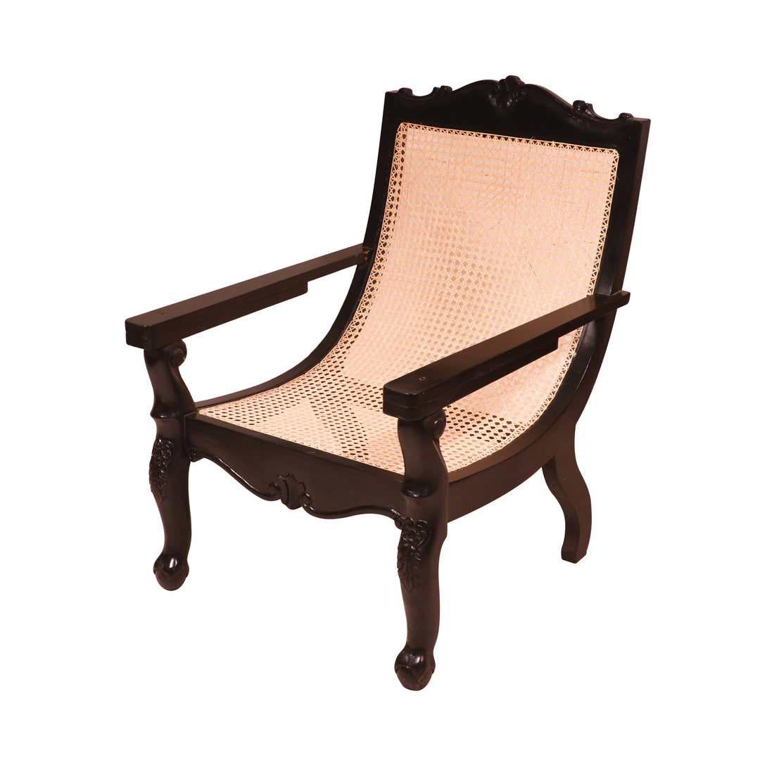 Dark polished wood cane back easy Planters chair Easy Chair