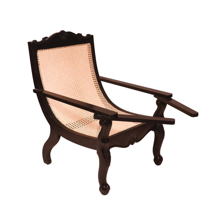 Dark polished wood cane back easy Planters chair Easy Chair