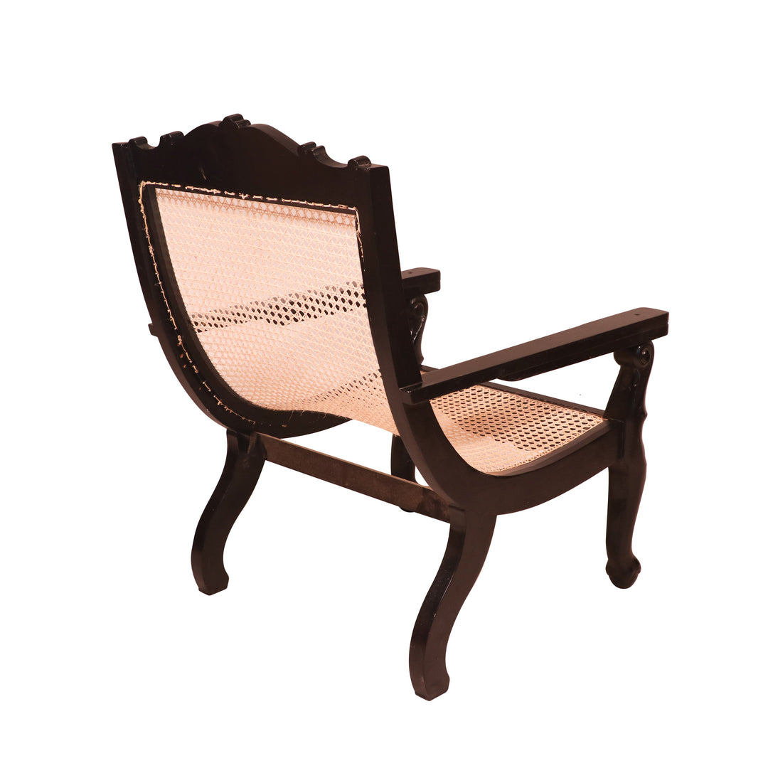 Dark polished wood cane back easy Planters chair Easy Chair