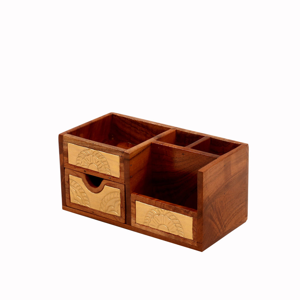 Lennox Solid Wood Brass Detail Desk Organizer - product image 5